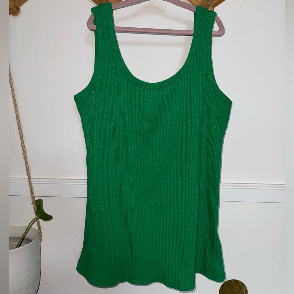 Green Ribbed Tank Top